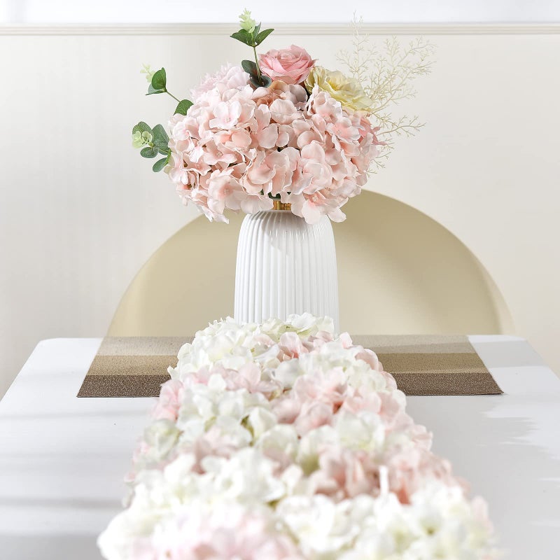 LUSHIDI 10PCS Artificial Hydrangea Flowers  Fake Hydrangea Silk Flowers Heads with Stems for Wedding Home Party Shop Baby Shower Decoration-Light Pink - Image 5